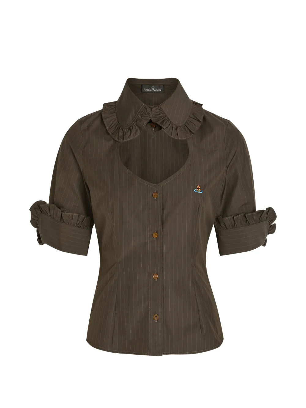 Vivienne Westwood pinstripe ruffled shirt - Verde