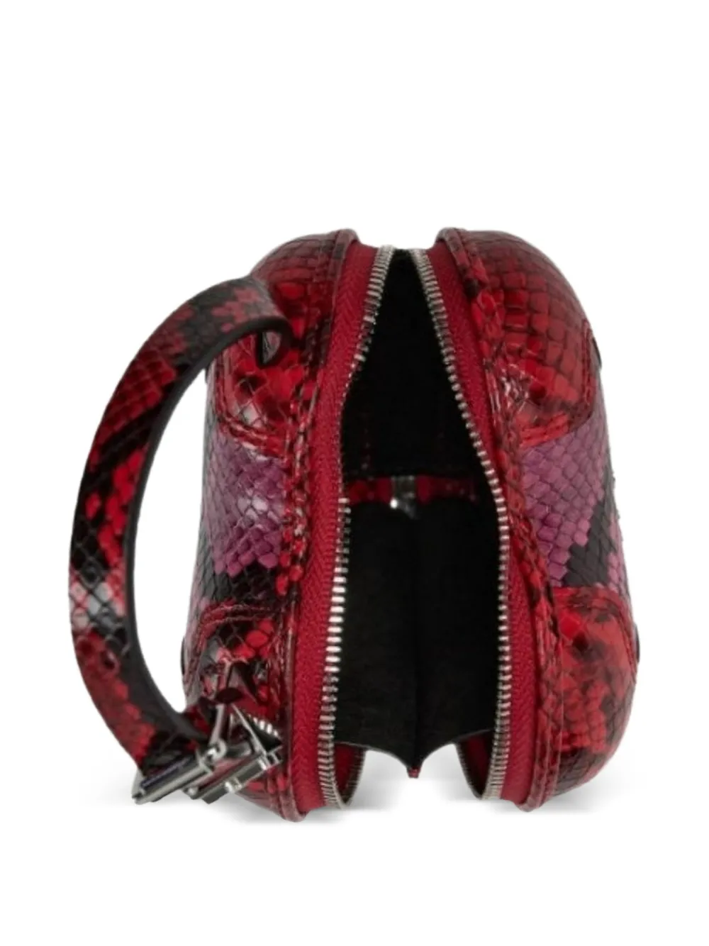 GANNI Nano Heart clutch met slangenleer-effect Rood