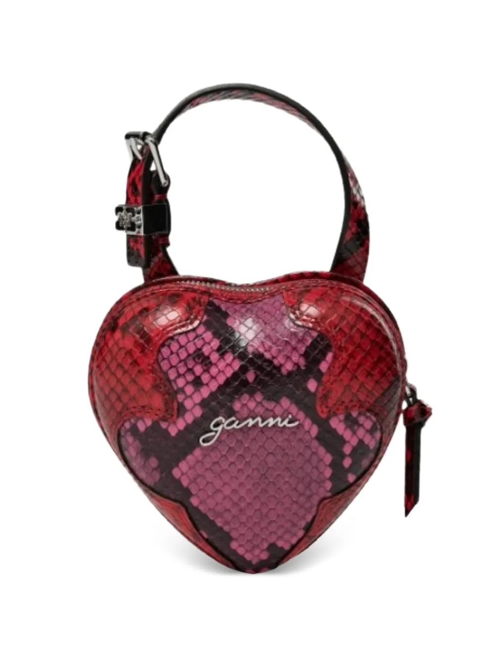 GANNI Nano Heart Clutch mit Schlangen-Effekt - Rot