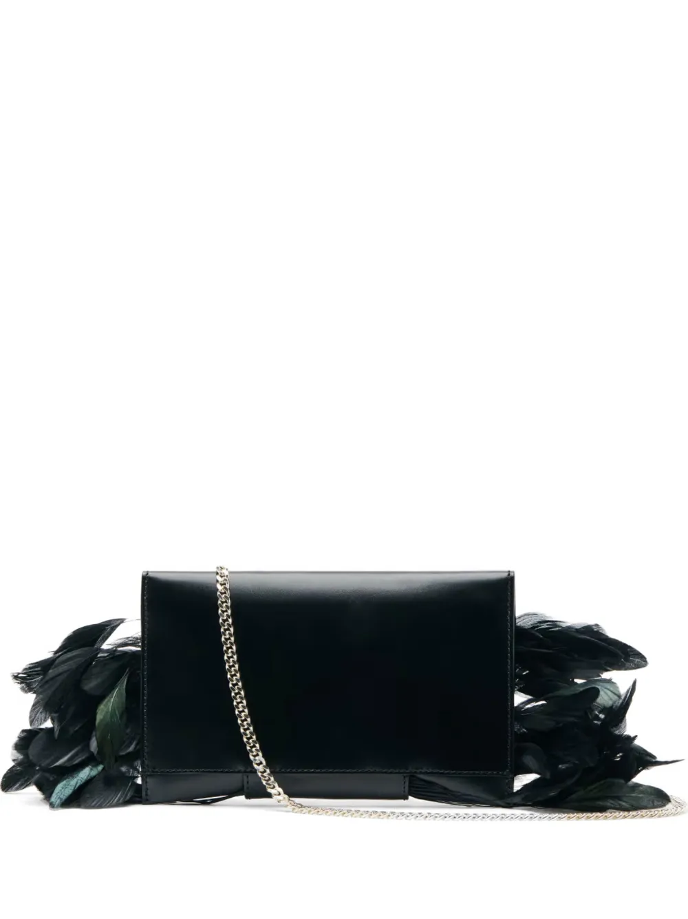 Patrizia Pepe feather-trim clutch bag - Nero