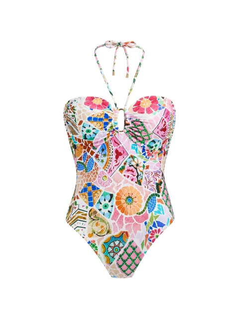 Seafolly Badpak met halternek en mozaiekprint