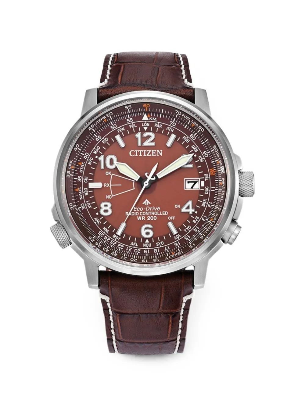 Citizens of Humanity Eco-Drive leather 42mm watch - Marrone