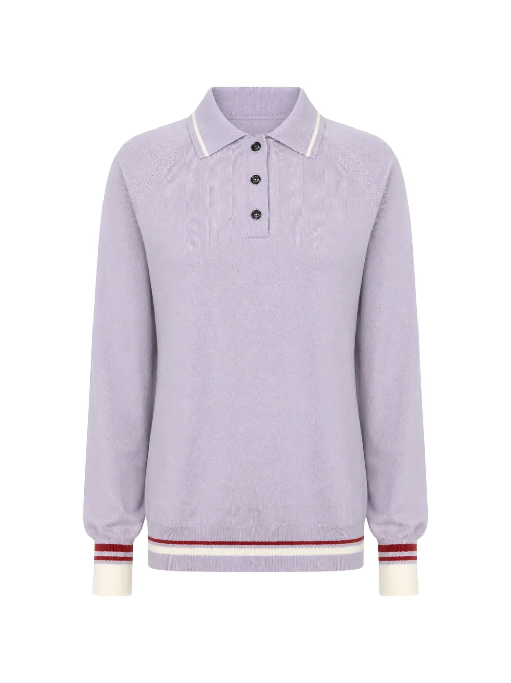 Amiya Yale stripe-trim raglan-sleeve polo top - Viola