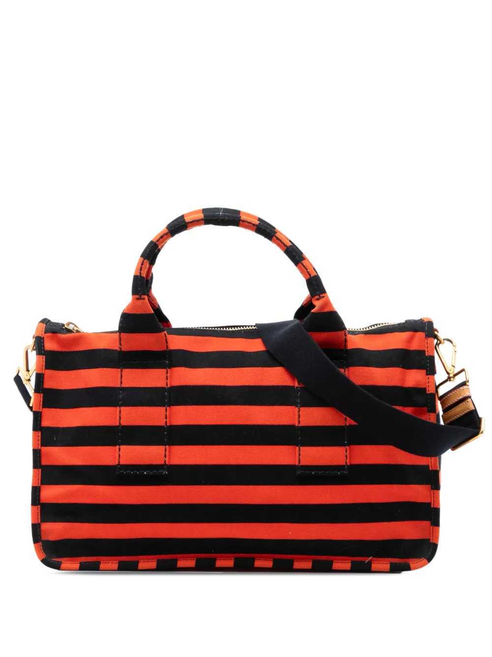 Prada Pre-Owned 2013-2026 Large Canvas Canapa Righe Striped satchel - Red