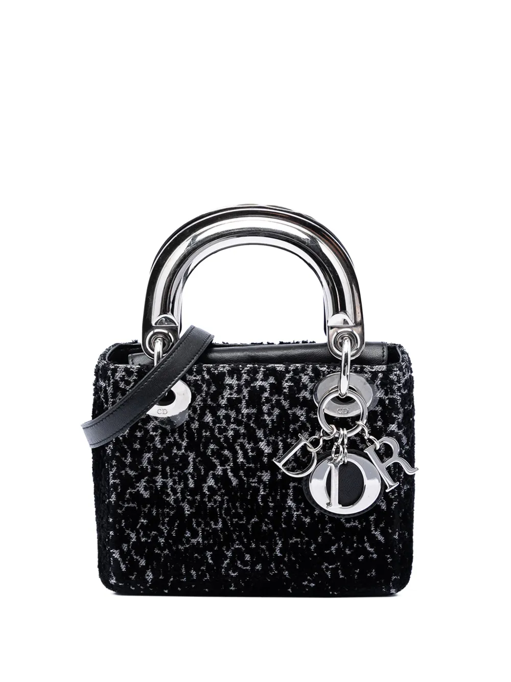 Christian Dior Pre-Owned 2014 Mini Fabric Lame Lady Dior satchel - Nero