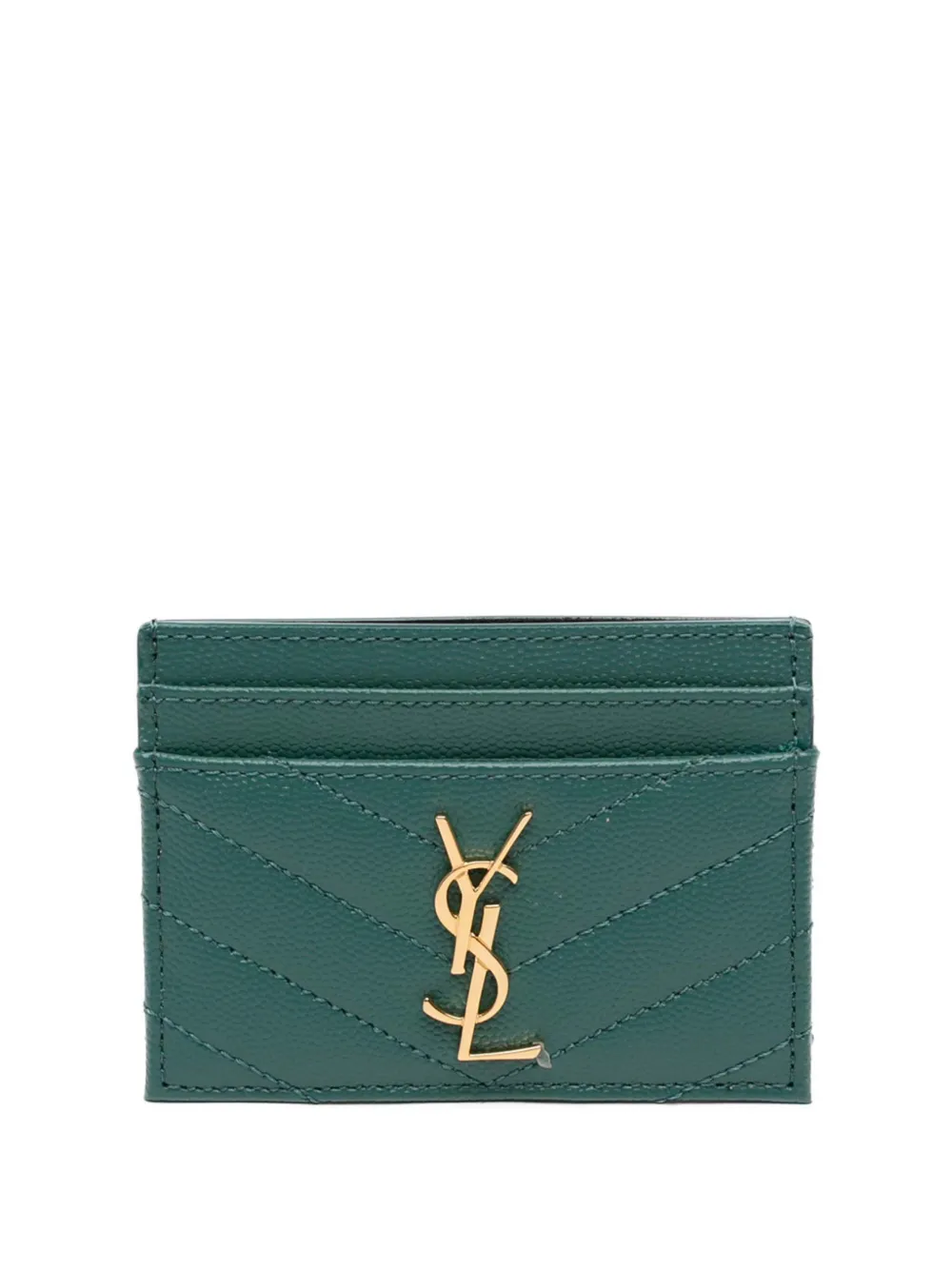 Saint Laurent Pre-Owned 2023 Grain de Poudre Matelasse Chevron Cassandre card holder - Blu