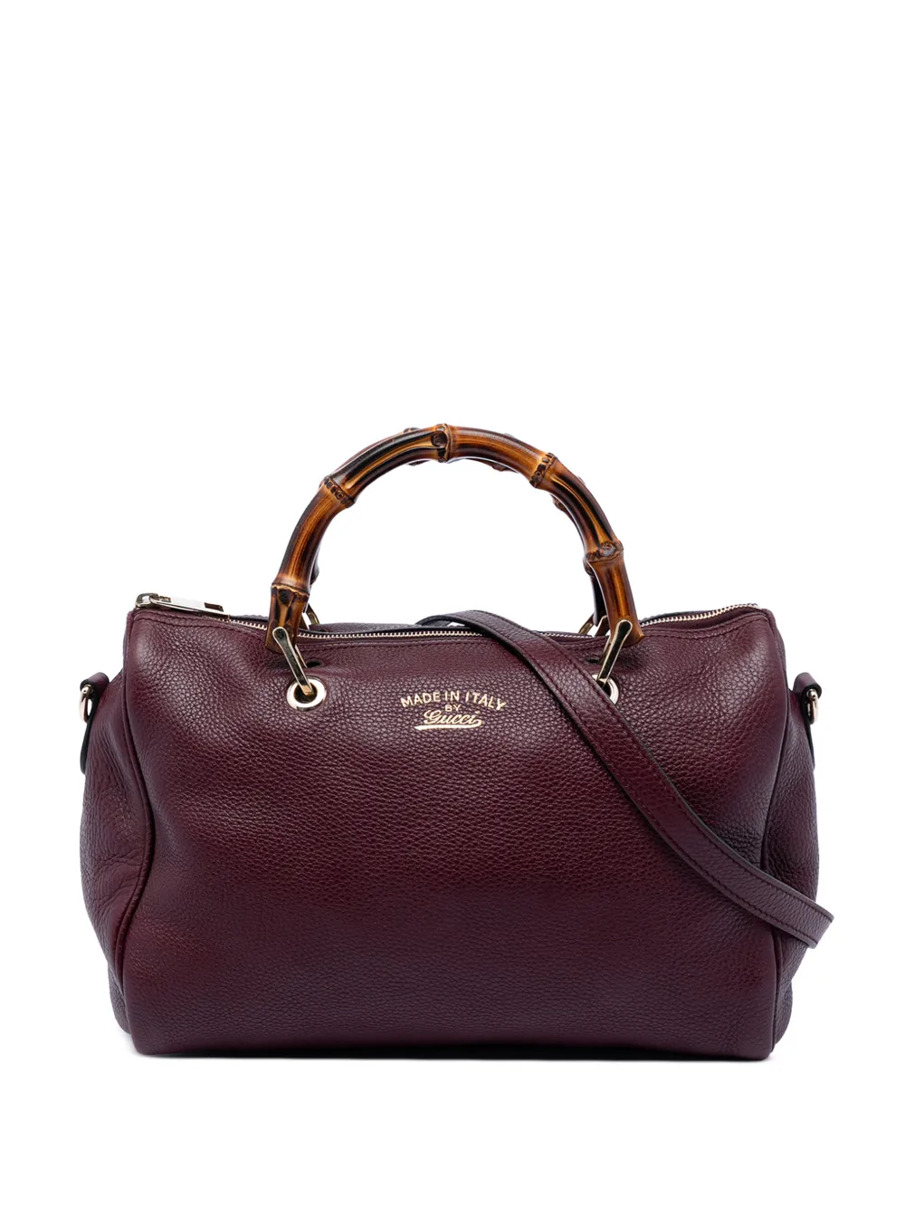 Gucci Pre-Owned 2016-2026 Medium Calfskin Bamboo Shopper Boston Bag satchel - Rosso