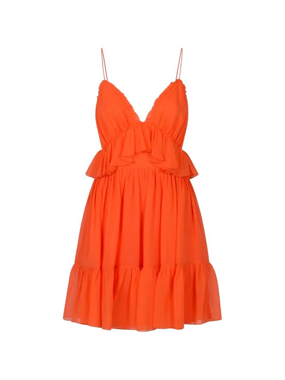 Raquel Diniz ruffled-trim tiered mini dress - Orange