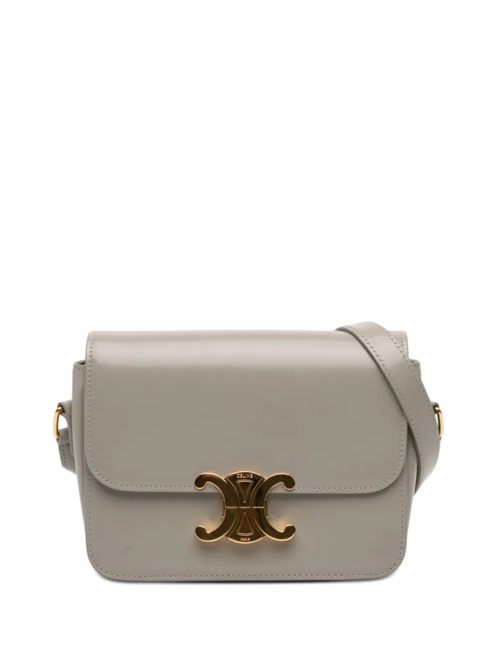 Celine Pre-Owned 2021 Teen Shiny Calfskin Triomphe crossbody bag - Grey