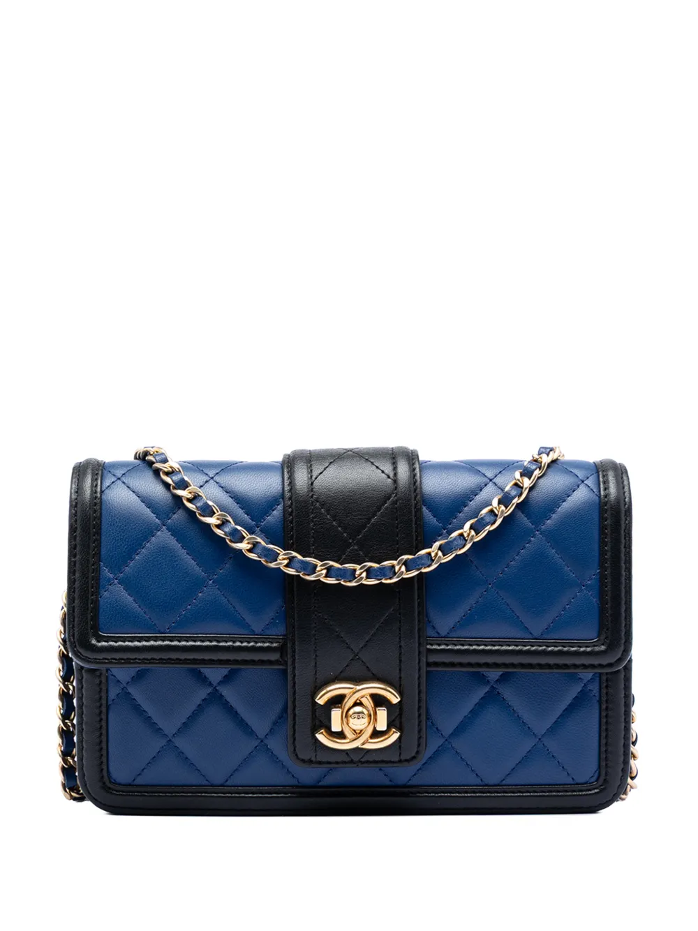 CHANEL Pre-Owned 2016-2017 Bicolor Quilted Lambskin Elegant CC Flap Wallet on Chain crossbody bag - Nero