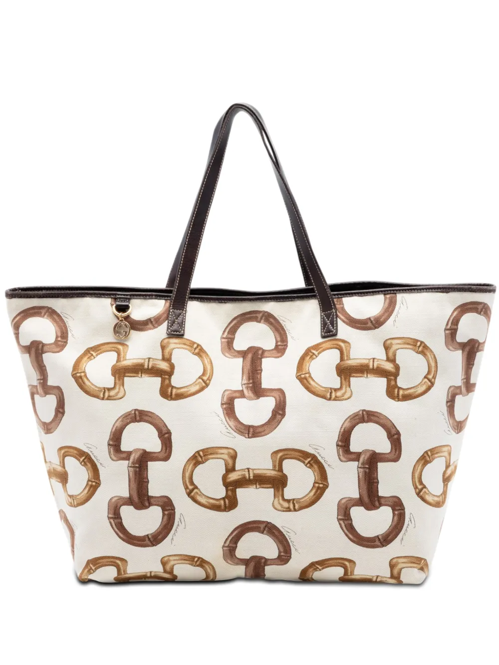 Gucci Pre-Owned 2000-2015 Printed Canvas Bamboo Horsebit tote bag - Marrone