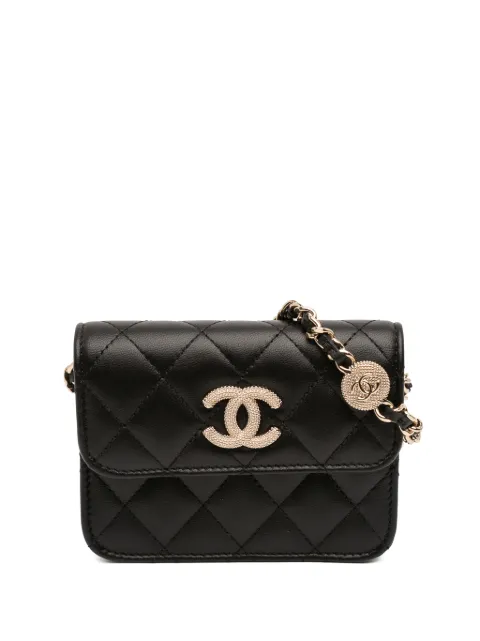 CHANEL Pre-Owned 2021-2026 CC Quilted Lambskin Strass Clutch With Chain crossbody bag