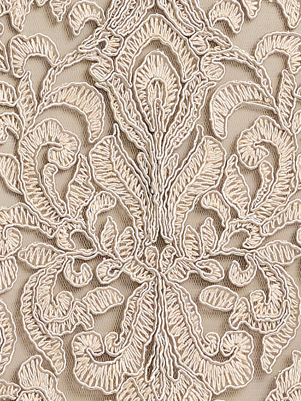 Tadashi Shoji Hoyt Lotus avondjurk met kant Beige