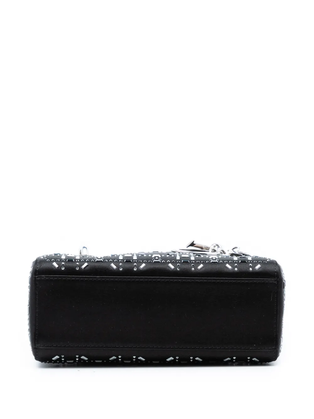 Dior Pre-owned 2018 Mini Satin Cannage Strass Crystal Embellished Lady Dior Satchel in Black, view 4