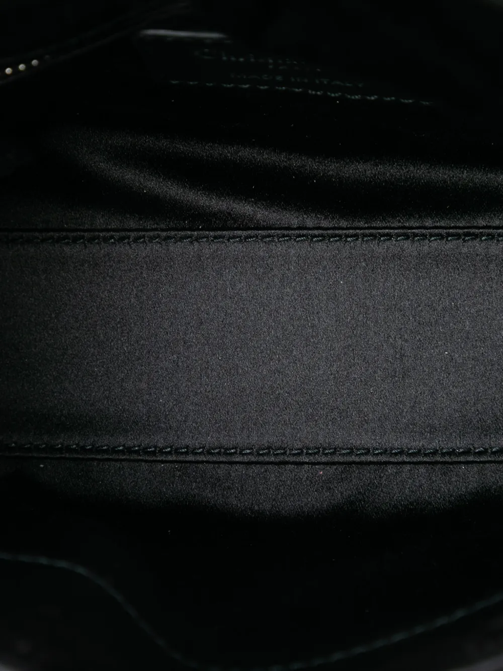 Dior Pre-owned 2018 Mini Satin Cannage Strass Crystal Embellished Lady Dior Satchel in Black, view 5