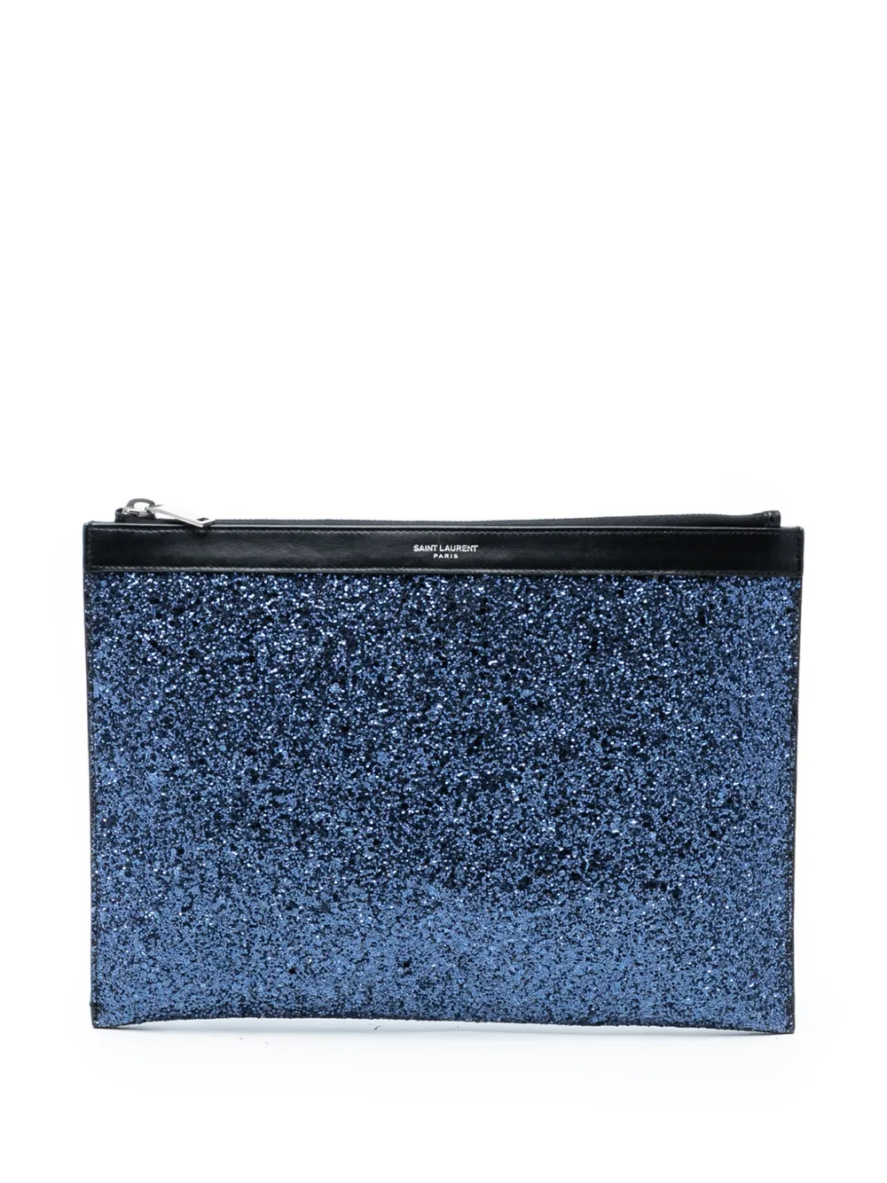 Saint Laurent Pre-Owned 2018 Glittered Leather Zipped Tablet Pouch clutch bag - Nero