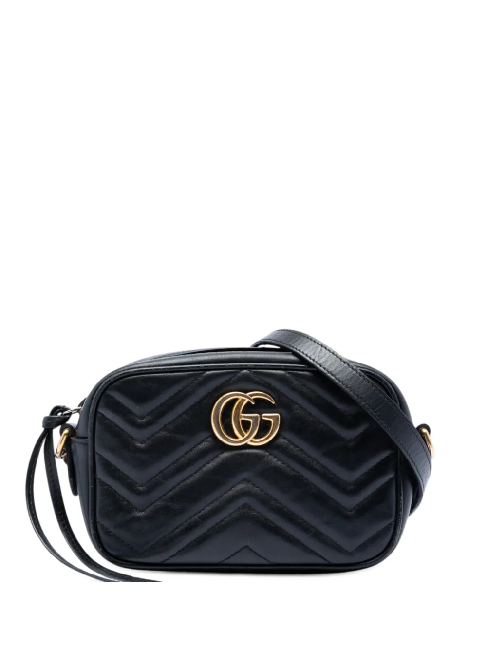 Gucci Pre-Owned 2016-2026 Mini GG Marmont Matelasse Leather crossbody bag - Nero