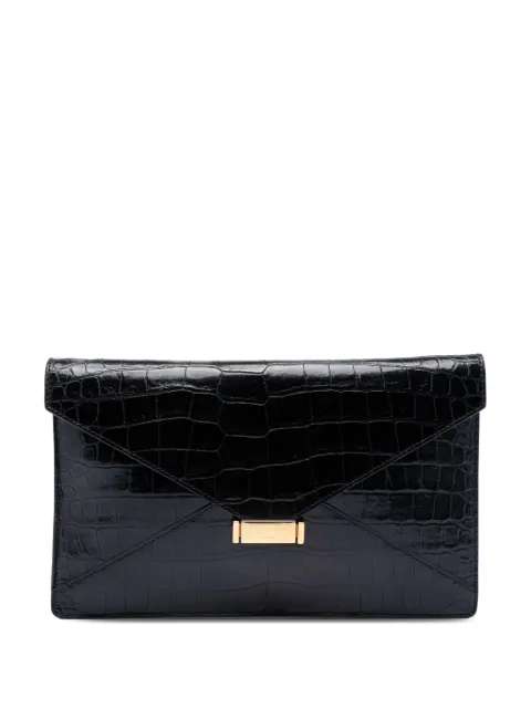 Celine Pre-Owned 2012 Croc Embossed Leather Envelope clutch bag