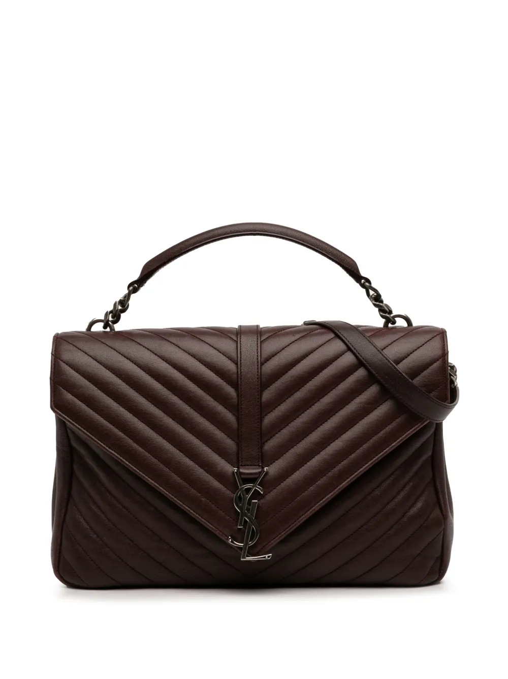 Saint Laurent Pre-Owned 2016 Large Sheepskin Chevron Monogram College satchel - Rosso