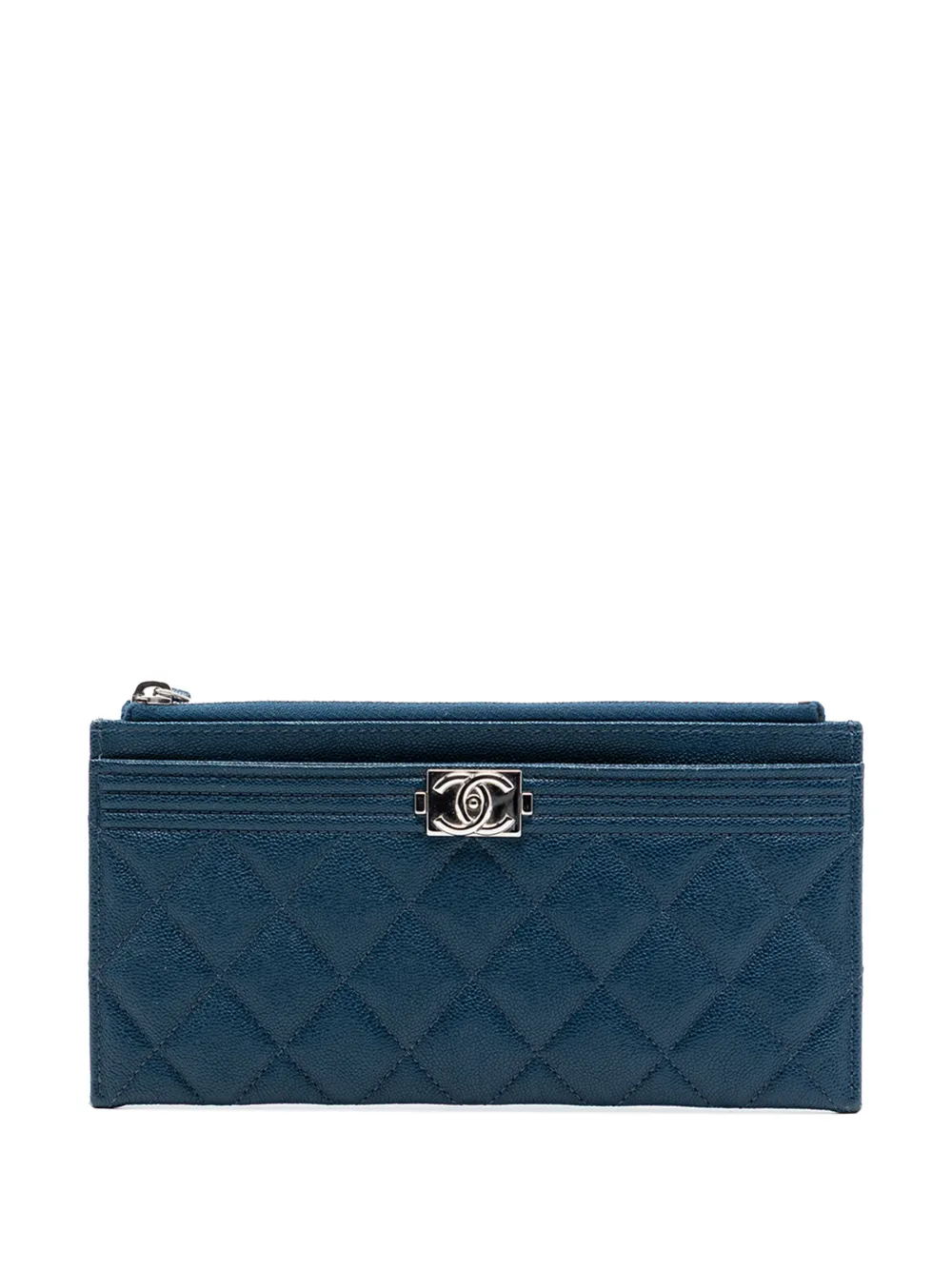 CHANEL Pre-Owned 2019 Quilted Caviar Boy pouch - Blu
