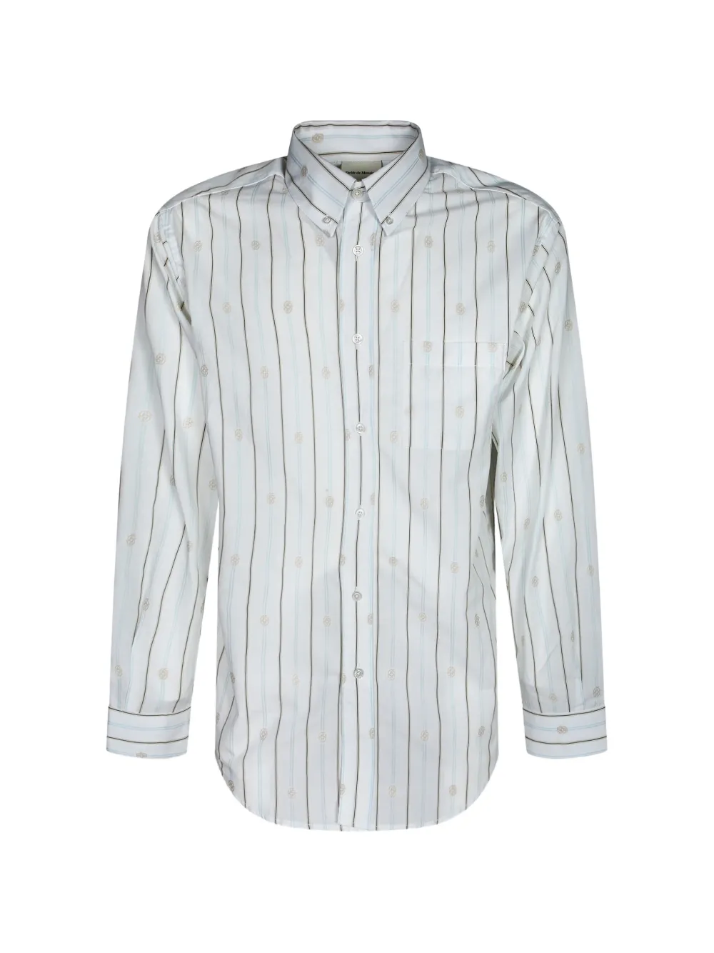 Drôle De Monsieur monogram-embroidered striped shirt - Weiß