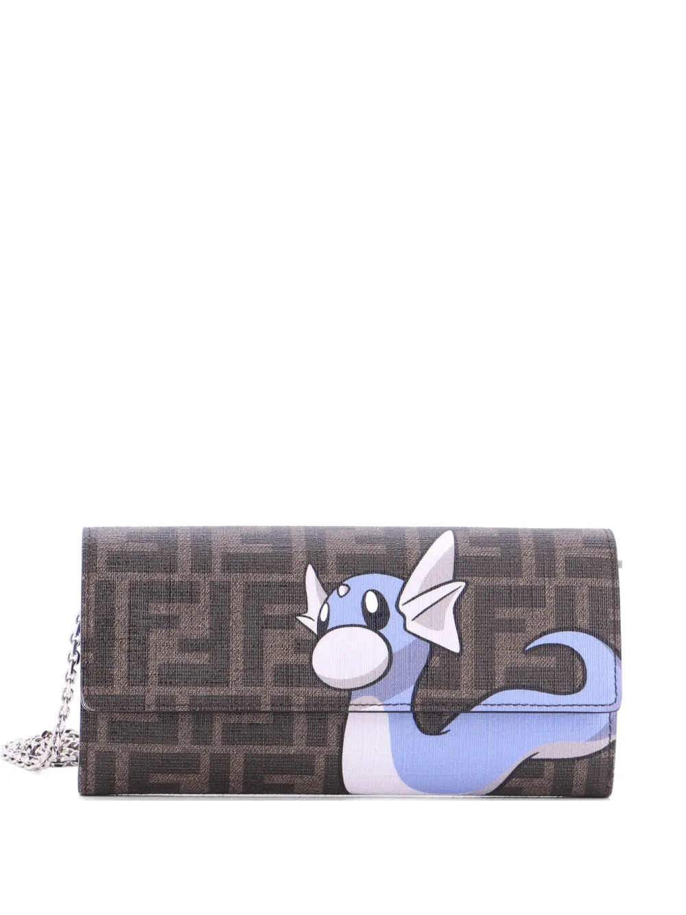 Fendi Pre-Owned x FRGMT Pokemon Continental Chain Wallet Embellished Zucca Canvas crossbody bag - Marrone