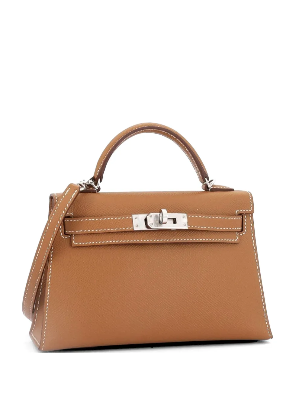Hermès Kelly Mini II Brown Epsom Satchel-Tasche mit palladierten Beschlägen 20cm Mini in Braun Epsom-Leder