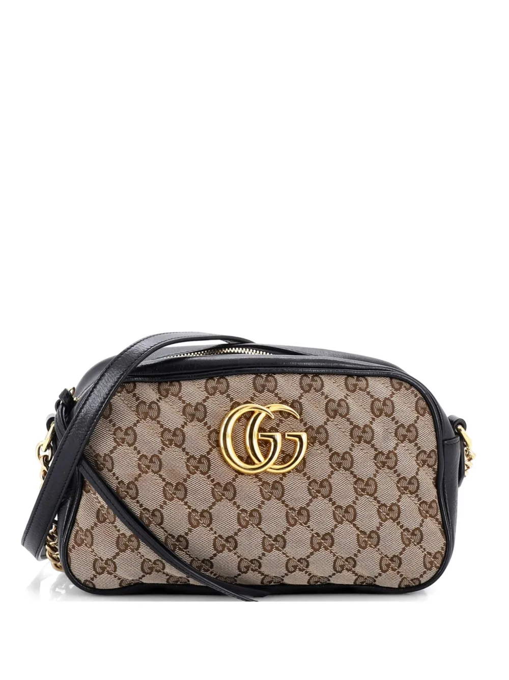 Gucci Pre-Owned GG Marmont Shoulder Bag Diagonal Quilted GG Canvas with Leather Small crossbody bag - Marrone