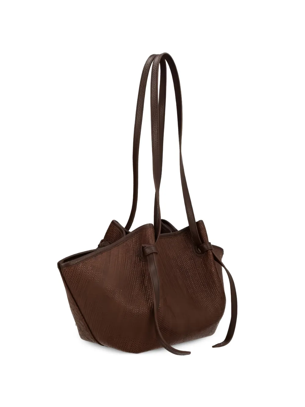 Yuzefi Mochi geweven raffia shopper Bruin