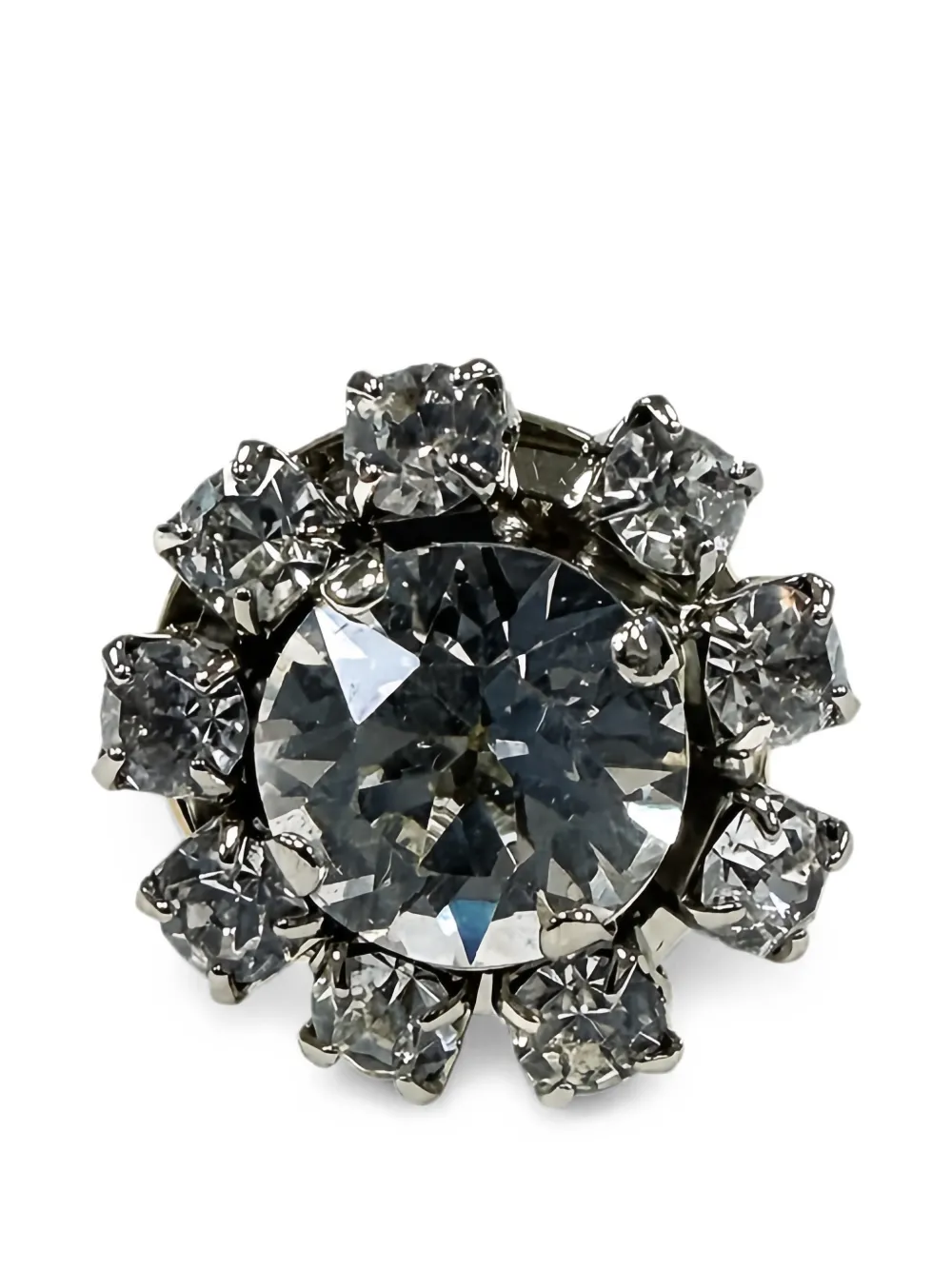 MM6 Maison Margiela crystal-embellished floral-motif ring - Oro