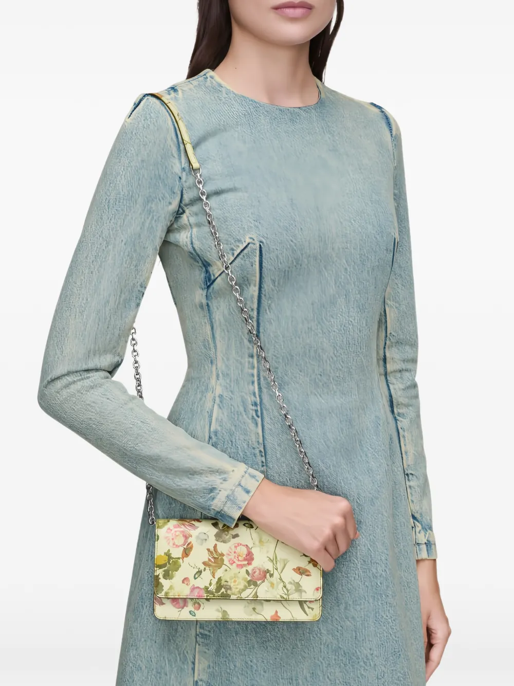 Maison Margiela floral-print leather mini bag - Toni neutri