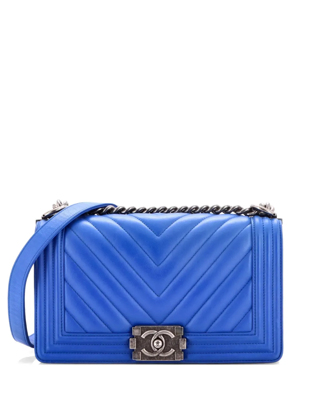 CHANEL Pre-Owned Boy Flap Bag Chevron Calfskin Old Medium shoulder bag - Blue