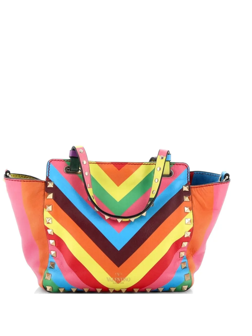 Valentino Garavani Pre-Owned 1973 Rockstud Tote Striped Leather Mini shoulder bag - Multicolore