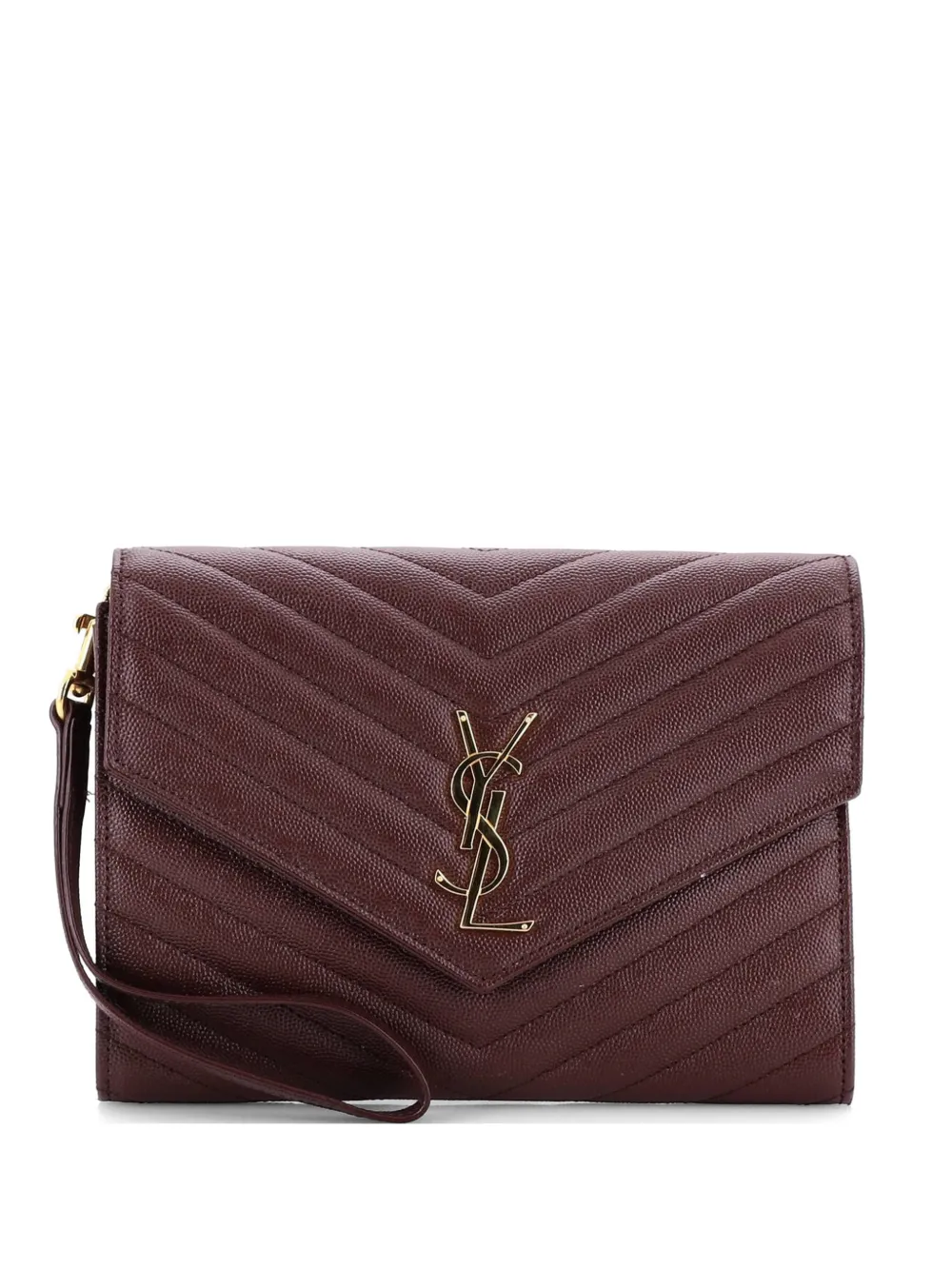 Saint Laurent Pre-Owned Classic Monogram Envelope Wristlet Mixed Matelasse Leather clutch bag - Rosso
