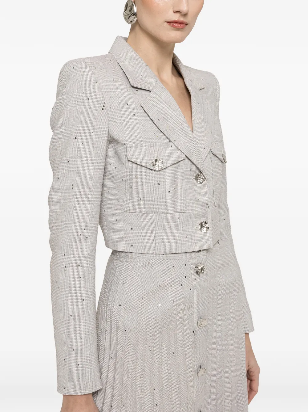 NISSA Cropped blazer verfraaid met pailletten Grijs