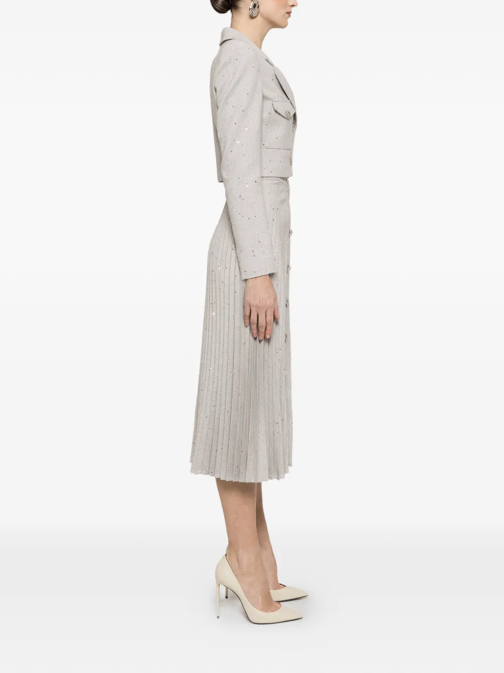 NISSA Cropped blazer verfraaid met pailletten Grijs