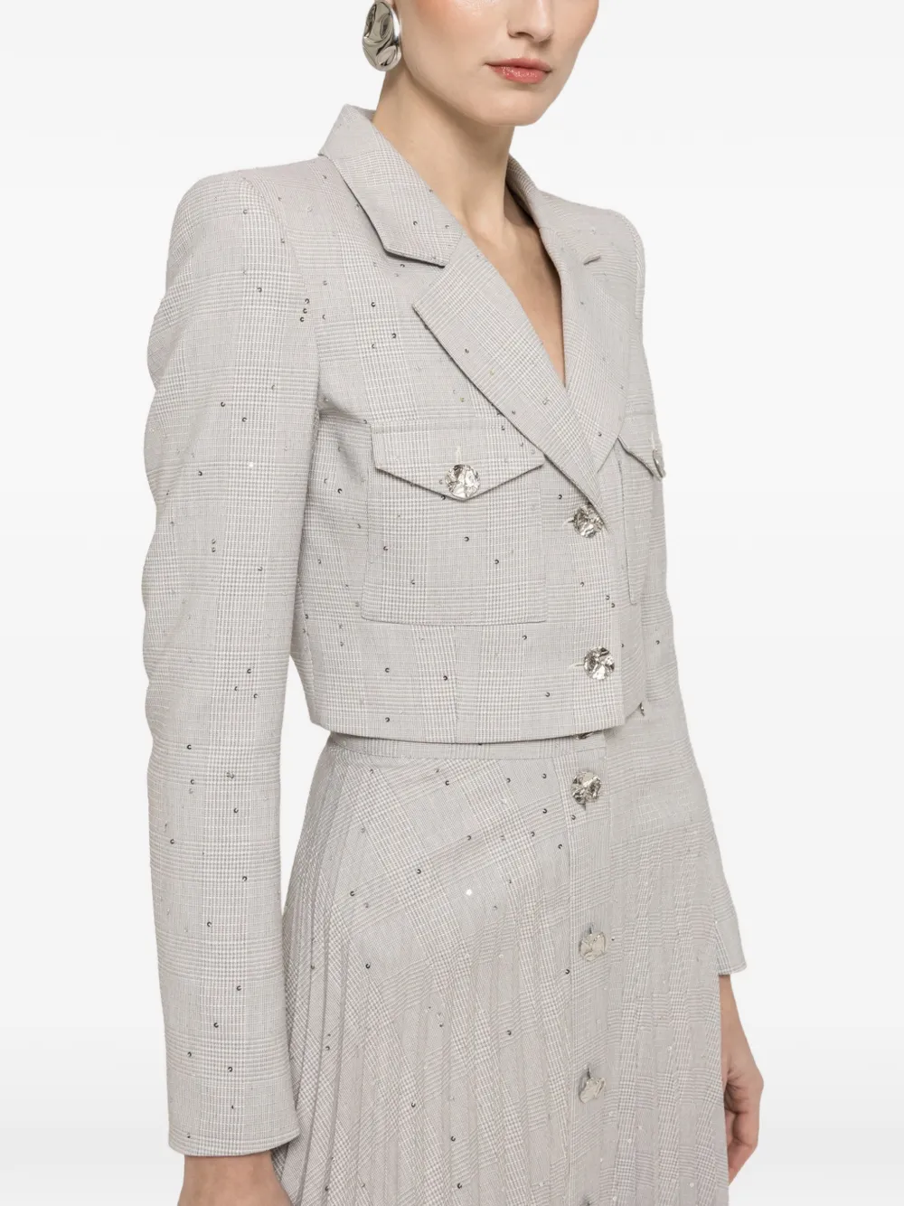 NISSA sequin-embellished cropped blazer - Grey