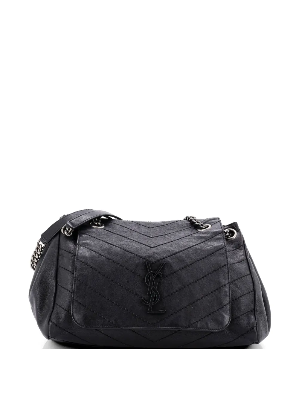 Saint Laurent Pre-Owned Nolita Satchel Matelasse Chevron Leather Medium shoulder bag - Nero