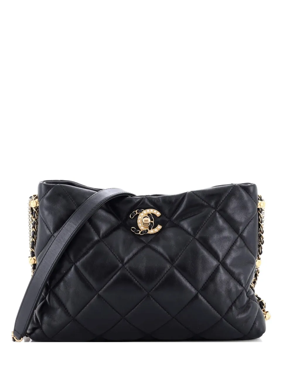 CHANEL Pre-Owned Gesteppte Crush on Chains Tasche aus Lammleder - Schwarz