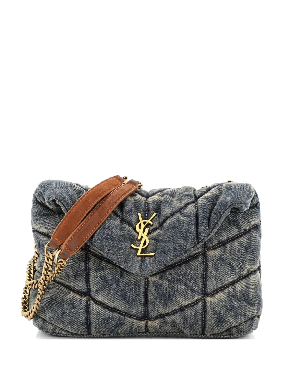 Saint Laurent Pre-Owned Loulou Puffer Quilted Vintage Denim Mini shoulder bag - Blu