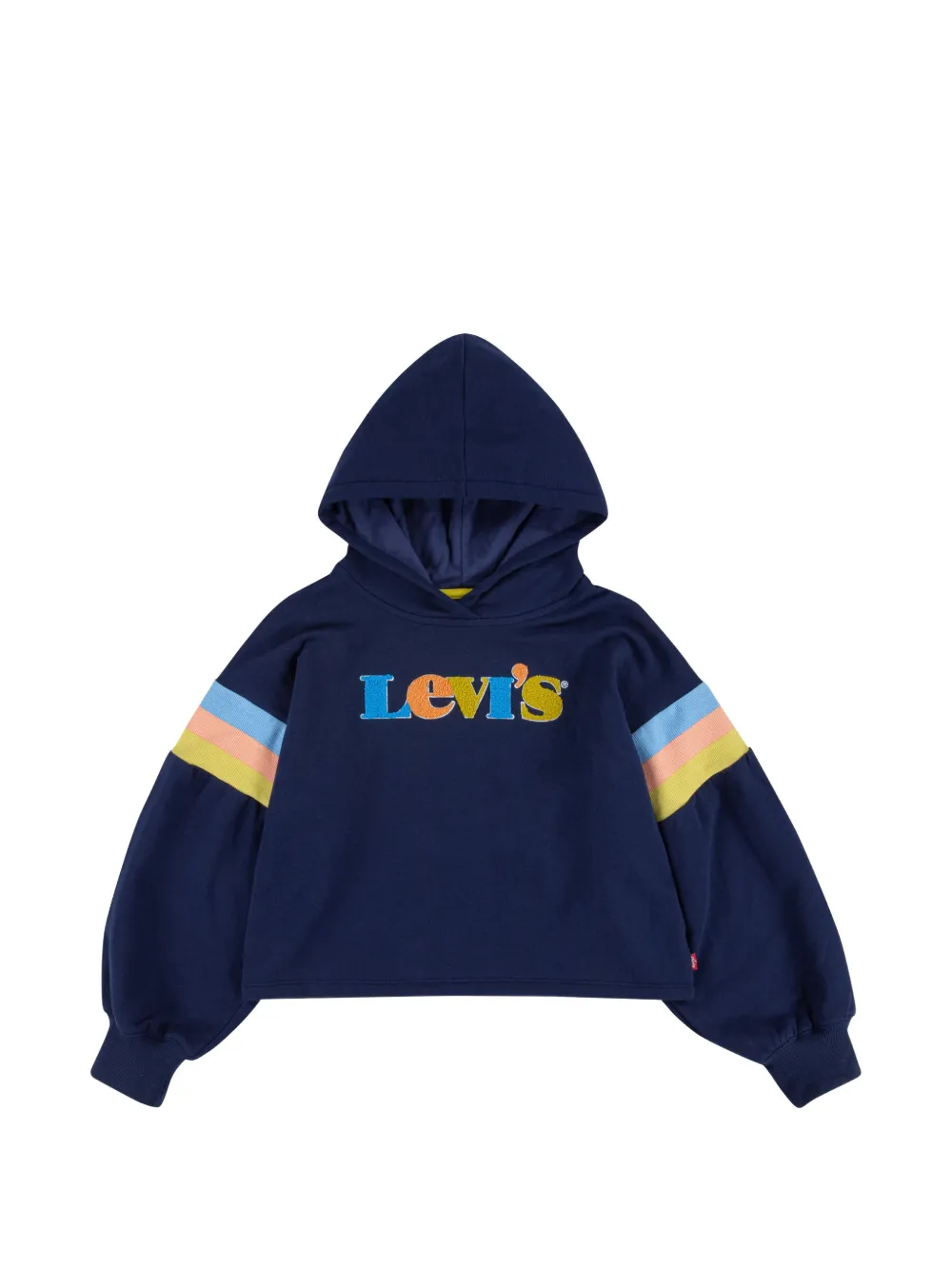 Levi's Kids logo-print striped-sleeve hoodie - Blue