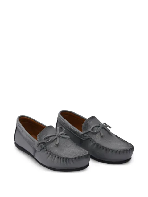 Moustache bow-detail pebble-texture loafers