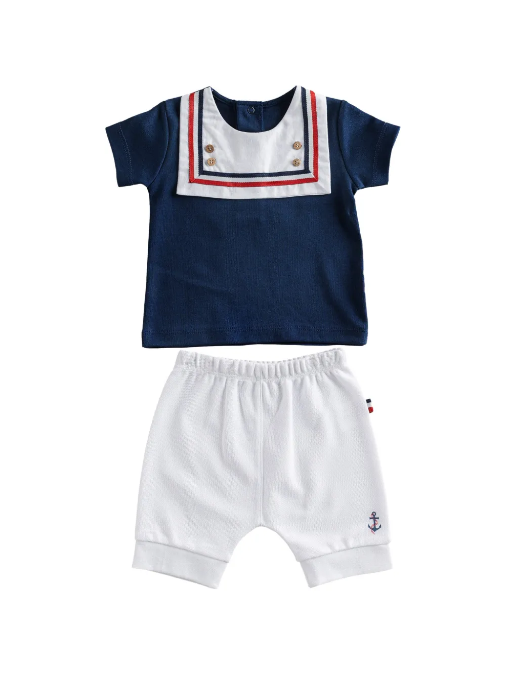 Andywawa sailor-collar anchor-embroidered outfit - White