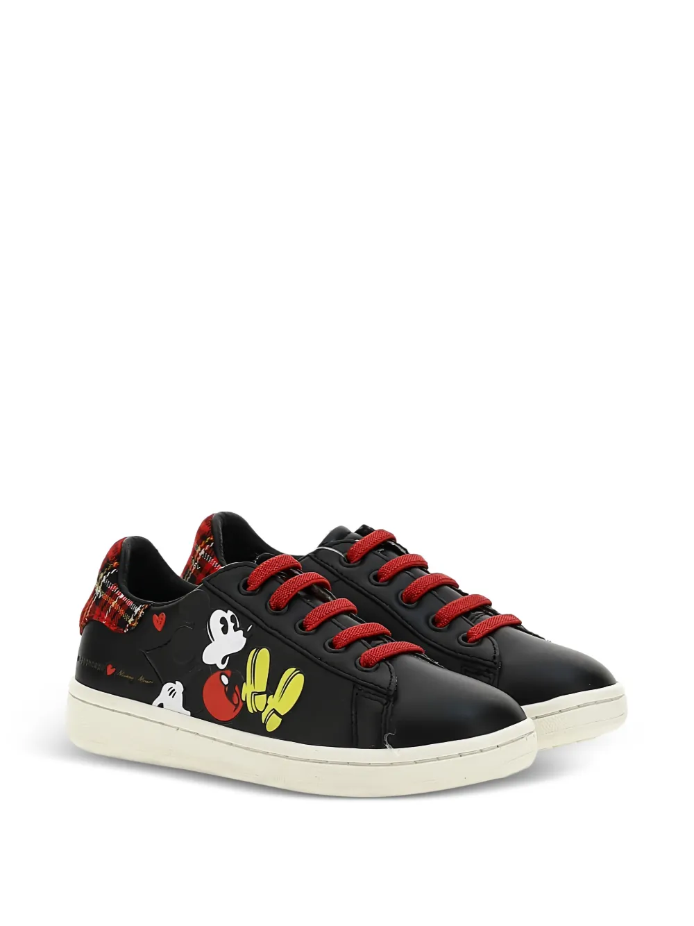 Master Of Arts Kids Mickey Mouse plaid-tab sneakers - Nero
