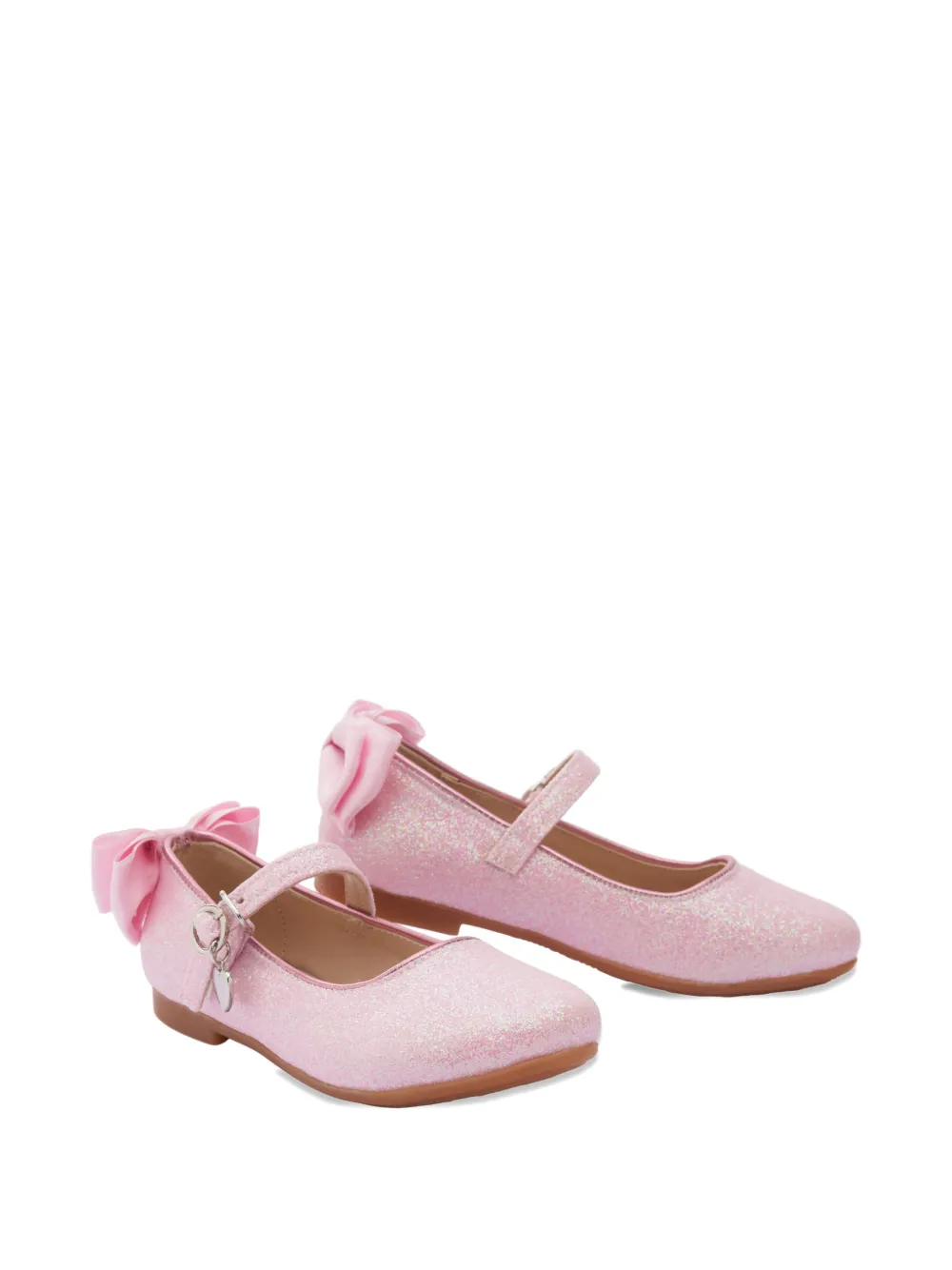 La Perla Kids glitter-effect bow-detail ballerinas - Pink