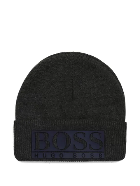 BOSS Kidswear logo-patch knitted beanie hat