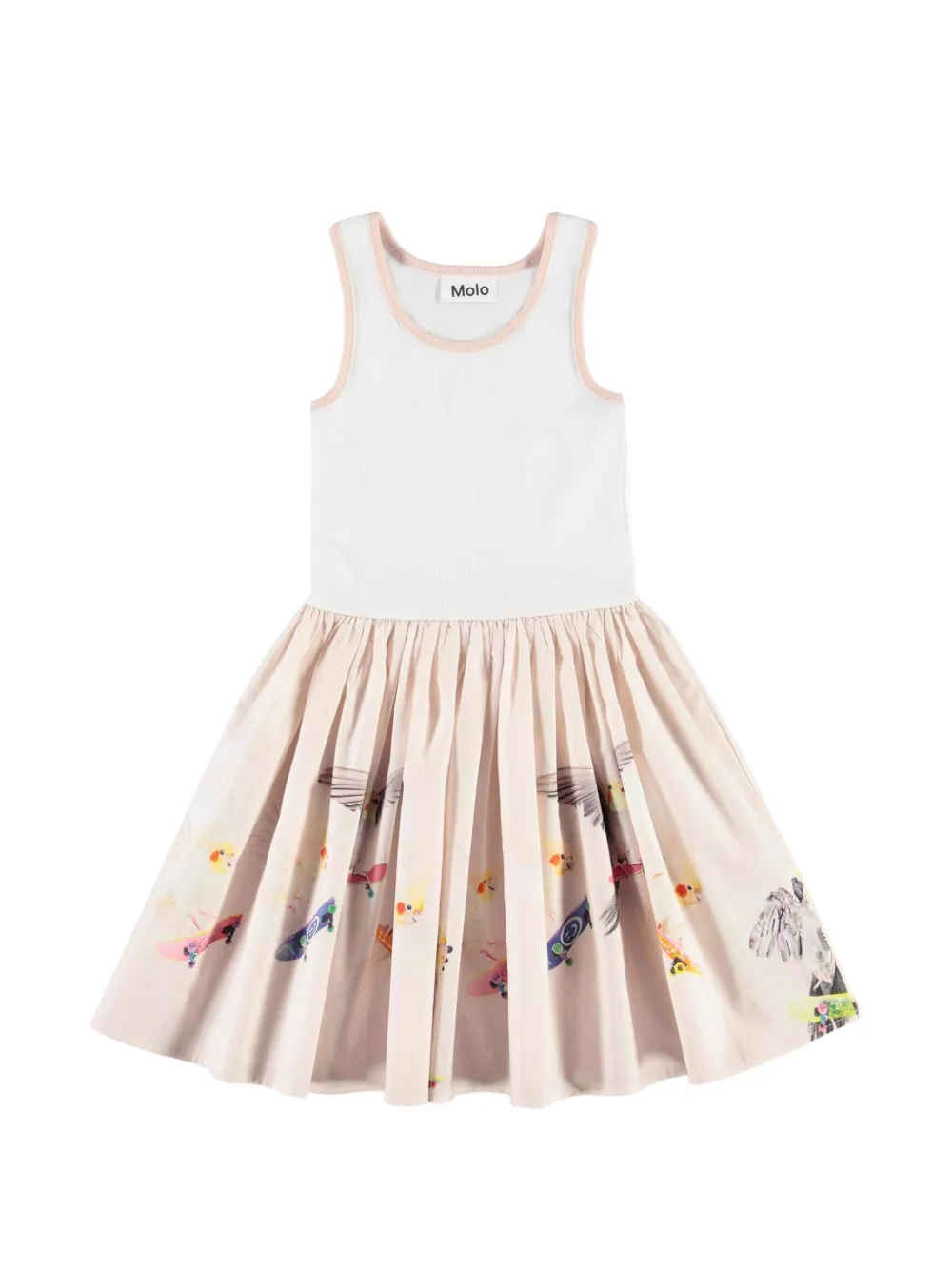 COLOR KIDS Cassandra bird-print dress - Toni neutri