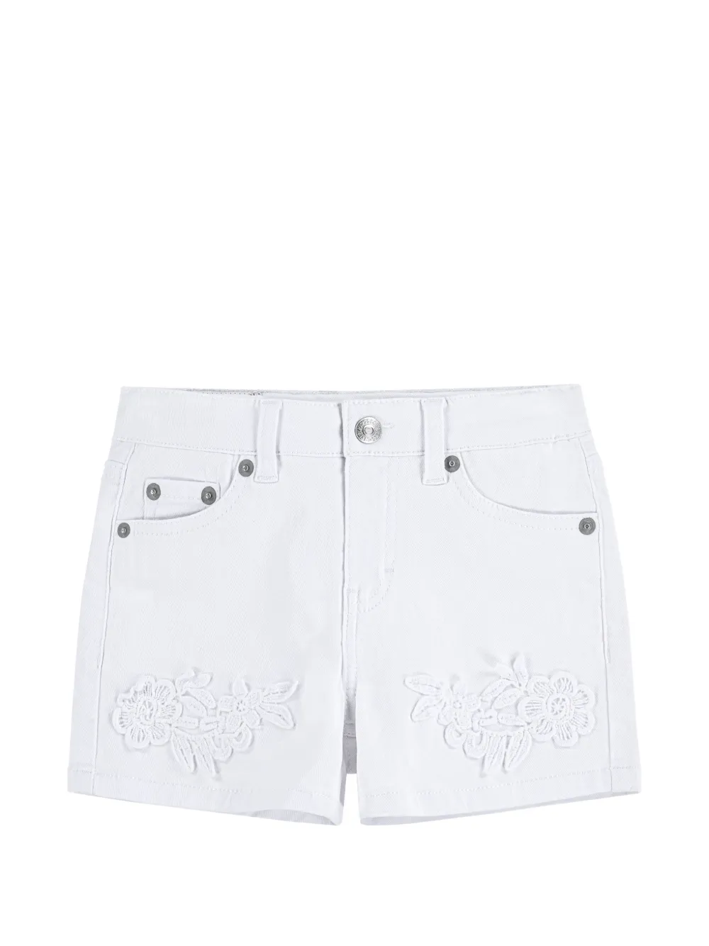 Levi's Kids floral-applique denim shorts - White