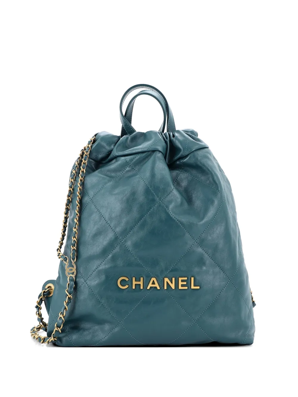 CHANEL Pre-Owned 22 Chain Quilted Calfskin Medium backpack - Verde