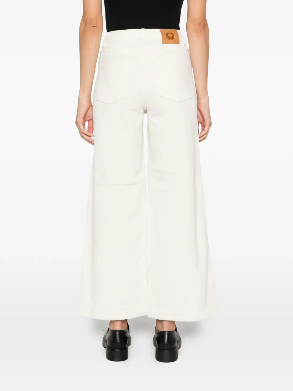 Maje Ribfluwelen broek met wijde pijpen Beige
